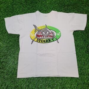 VTG 90s Y2K "Sharky" Shark T-Shirt Mens M/L Cartoon Surf Skate Graphic Tee
